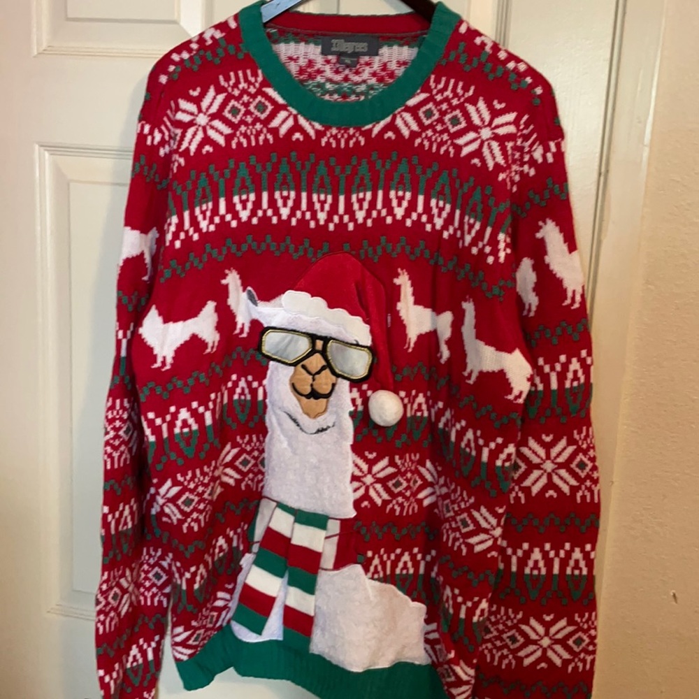 33 DEGREE,  lama with sunglasses UGLY CHRISTMAS SWEATER size XL unisex